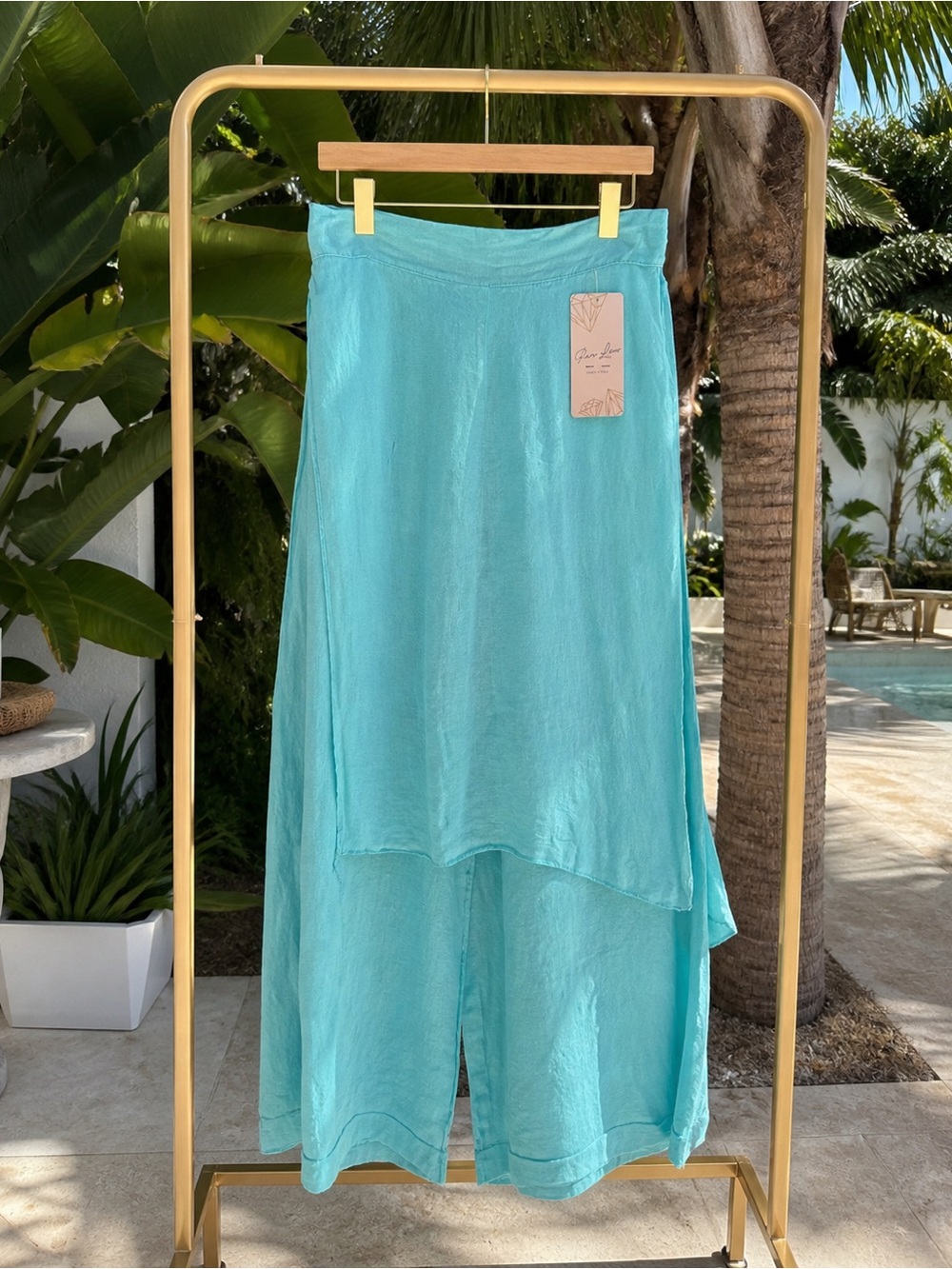Italian 100% Linen Boho Skirt Pants OS